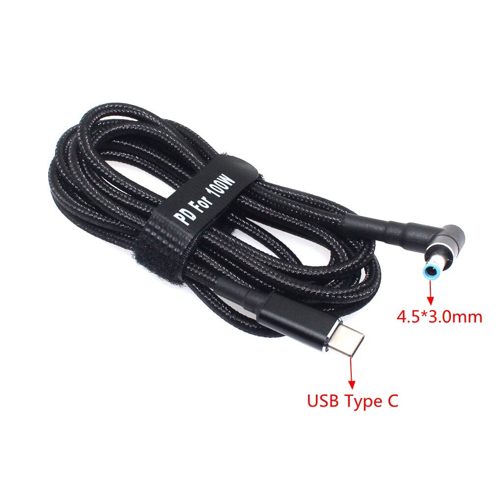 Cáp chuyển đổi 100w USB type C sang 4.5x3.0mm Dc Pd cho laptop Hp
