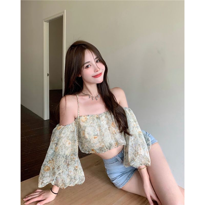 Áo Voan hoa xinh xắn croptop