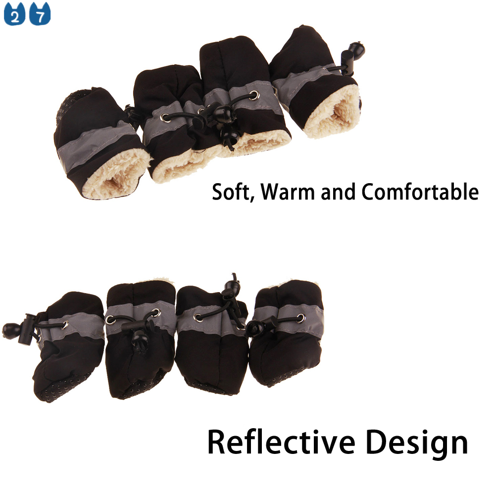 Bộ 4 chiếc giày 27pets chất liệu dày dặn dành cho thú cưng mang mùa đông kháng nước
