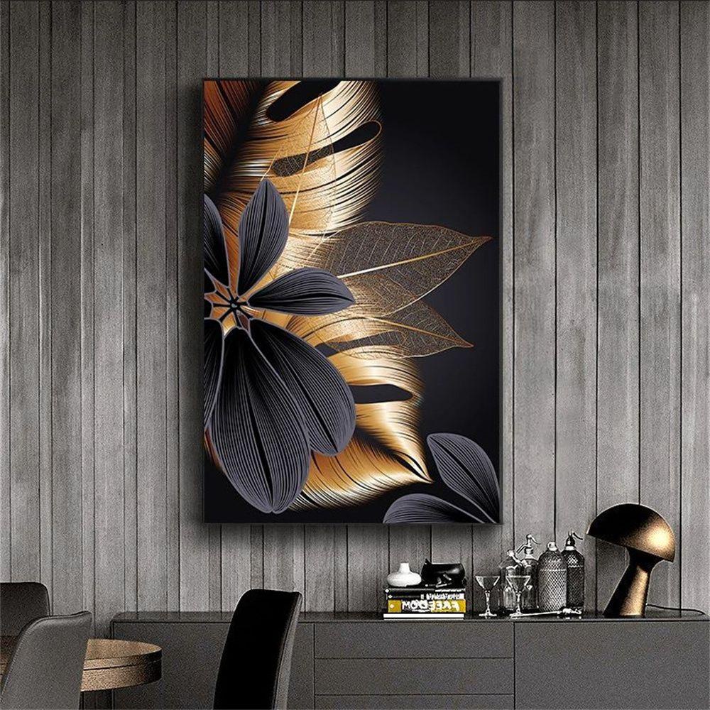 LONTIME Tranh Canvas Treo Tường Trang Trí Màu Vàng Đen Hiện Đại