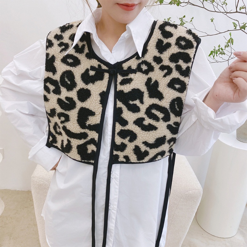 Han Áo Khoác Ghi Lê Giả Lông Dày Không Tay Họa Tiết Da Báo Ấm Áp Mùa Thu Đông Cho Bé Gái