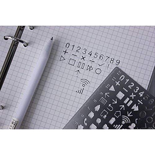 Kimitape Stencil thước mẫu vẽ trang trí scrapbook, bullet journal bằng kim loại