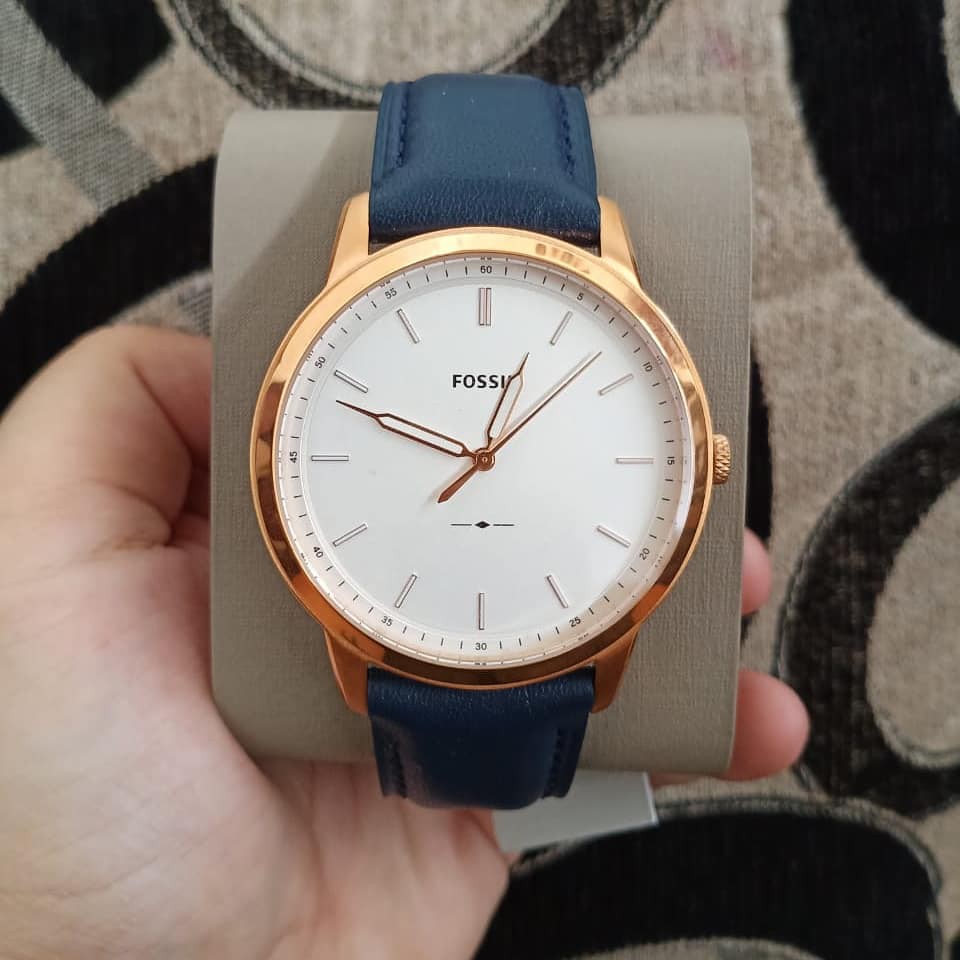 Đồng Hồ Nam Fossil Minimalist FS5371 , Dây Da Màu Xanh Navy, Size 44mm , Fullbox