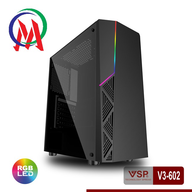 Vỏ Case VSP V3-602 Có Sẵn LED RGB Và nắp hông Trong Suốt