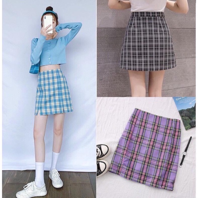 Chân Váy Caro Nữ 🌸 caro ĐEN/XANH/TÍM ❤️ Freeship 50K | BigBuy360 - bigbuy360.vn