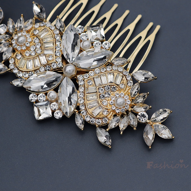 Lược Cài Tóc Hình Số 8 Bằng Hợp Kim Đính Đá Lấp Lánh Thời Trang Cho Cô Dâu