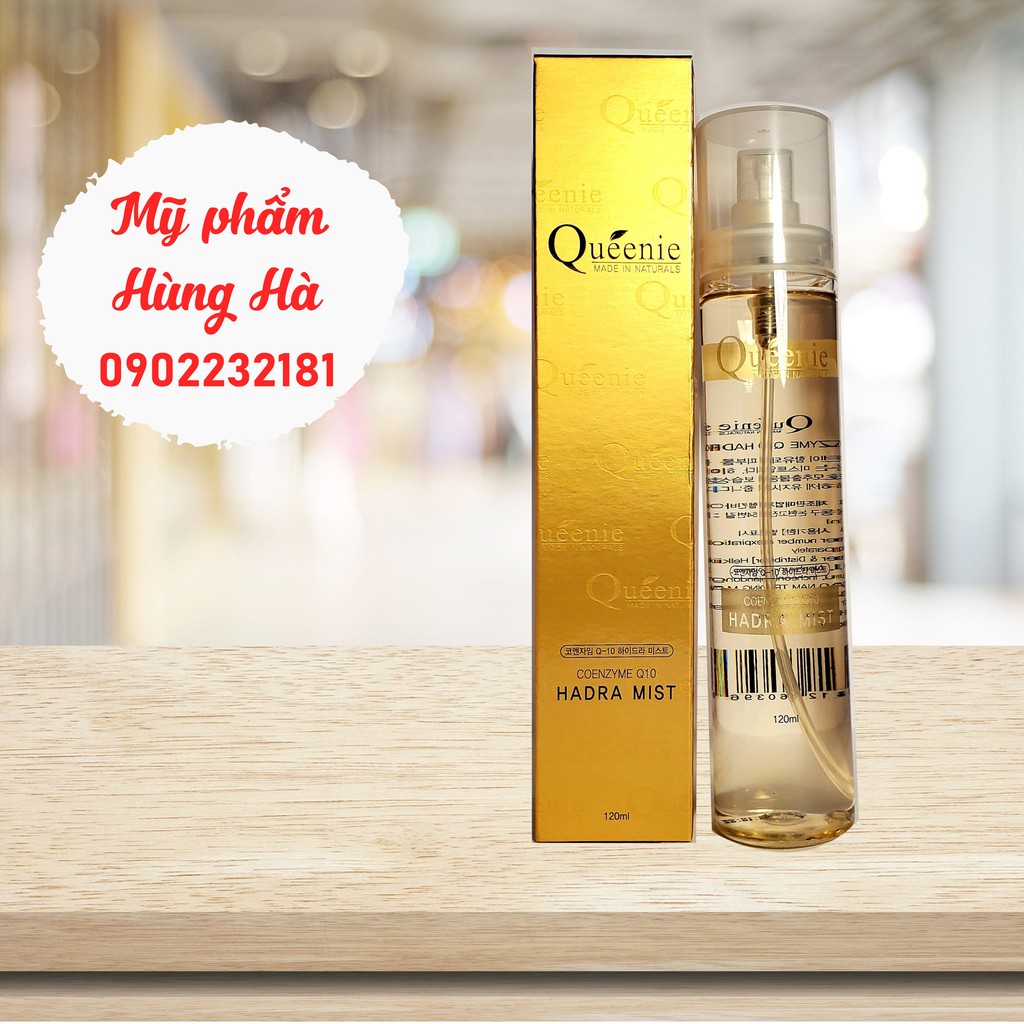 Xịt khoáng Queenie, xịt khoáng dưỡng ẩm, chống lão hóa Queenie Coenzyme Q10 Hadra Mist 120ml