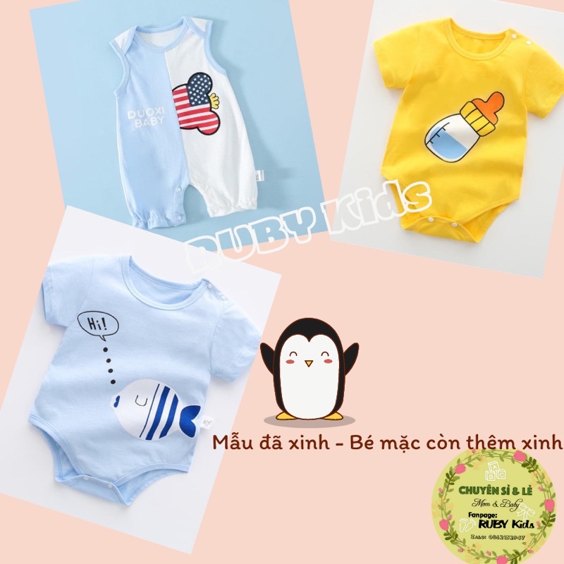 combo 3 bộ bodysuit sơ sinh cho bé gái