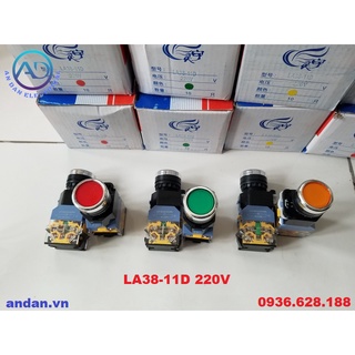 Nút nhấn, nút ấn có đèn 220vac phi 22mm la38-11d - nhấn nhả la38-11ds - nhấn giữ