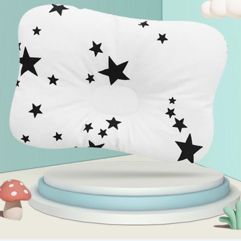 Gối Ngủ Định Hình Đầu Bằng Cotton Thoáng Khí Chống Bẹp Đầu 24 Giờ In Họa Tiết Hoạt Hình Cho Bé Sơ Sinh