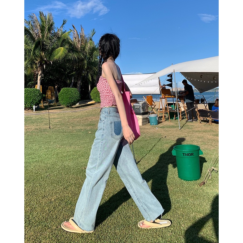 Quần denim ống rộng thiết kế đơn giản cho nữ | BigBuy360 - bigbuy360.vn