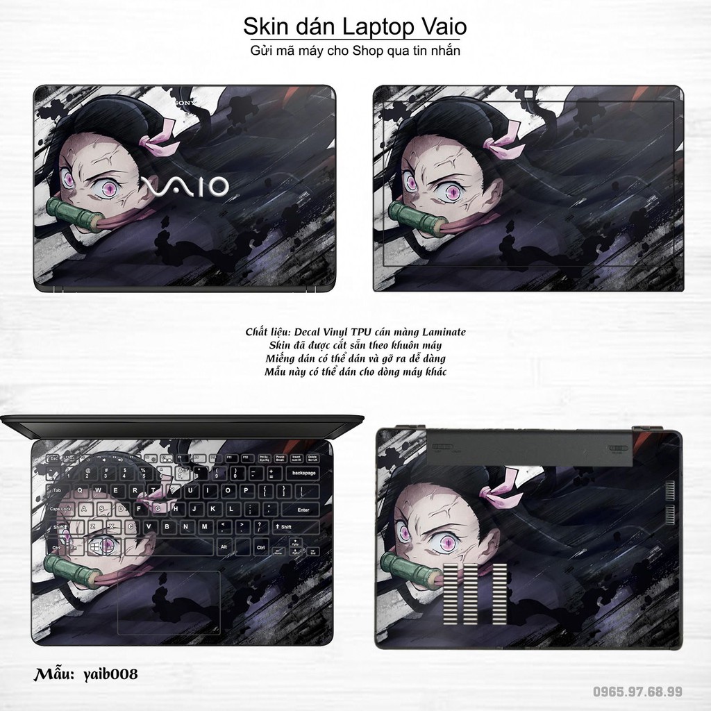 Skin dán Laptop Sony Vaio in hình Kimetsu No Yaiba (inbox mã máy cho Shop)