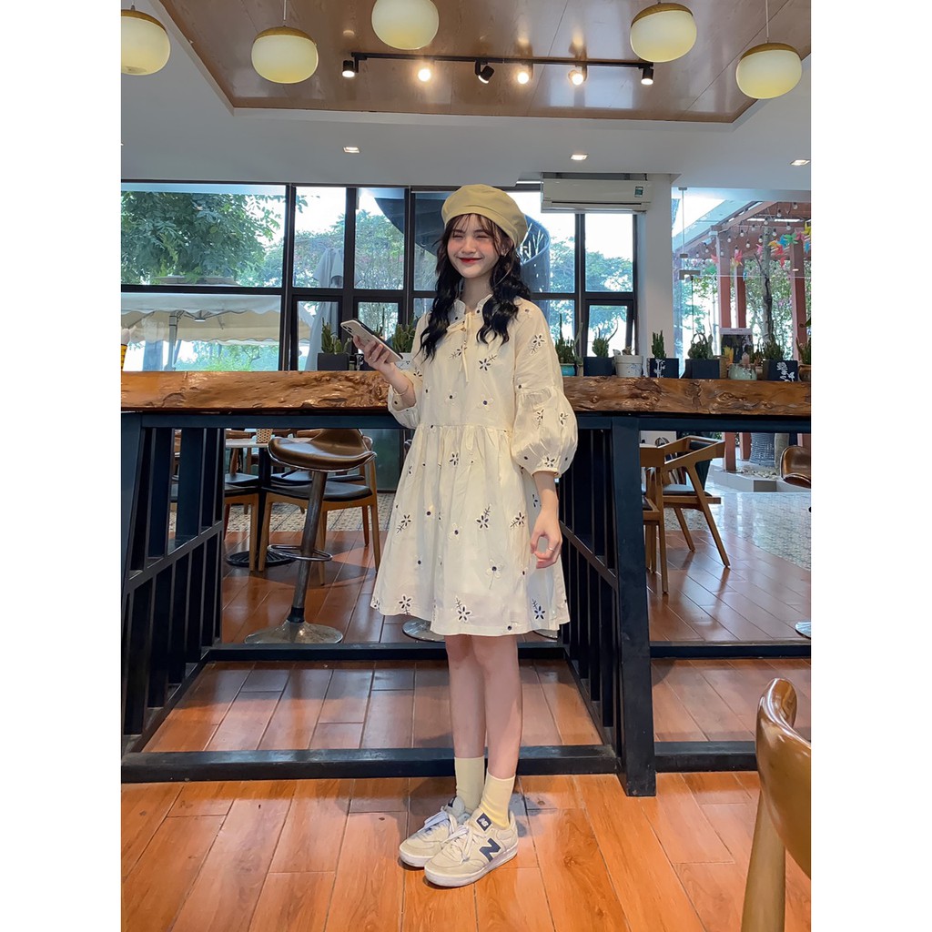 VÁY BABYDOLL BE HOA THÊU NAVY | BigBuy360 - bigbuy360.vn