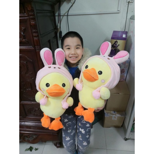 Vịt đội mũ thỏ size 60cm và 45cm
