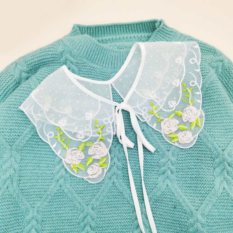 Cổ Áo Sơ Mi Giả Màu Trắng In Họa Tiết Hoa Có Thể Tháo Rời Thời Trang Cho Nữ