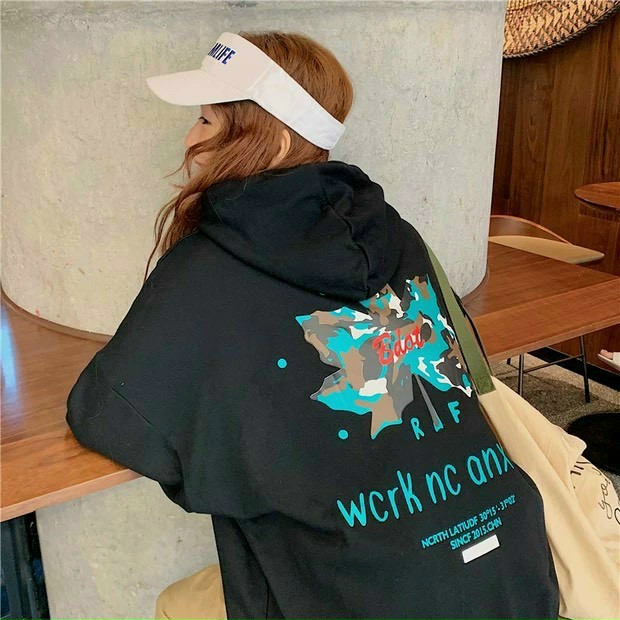Áo Hoodie in Hình Lá in Chữ WCRK NC ANXIFTY Form rộng - Chất vải nỉ lót bông mềm mại khi mặc Siêu Đẹp có Mũ