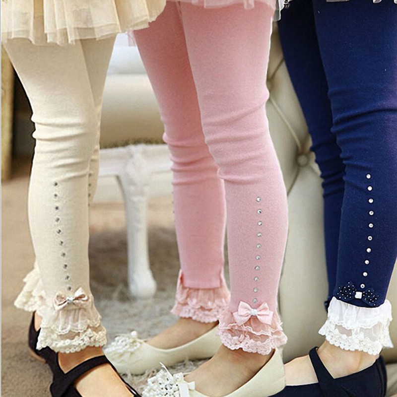 Quần legging ôm chân phối ren đáng yêu cho bé gái