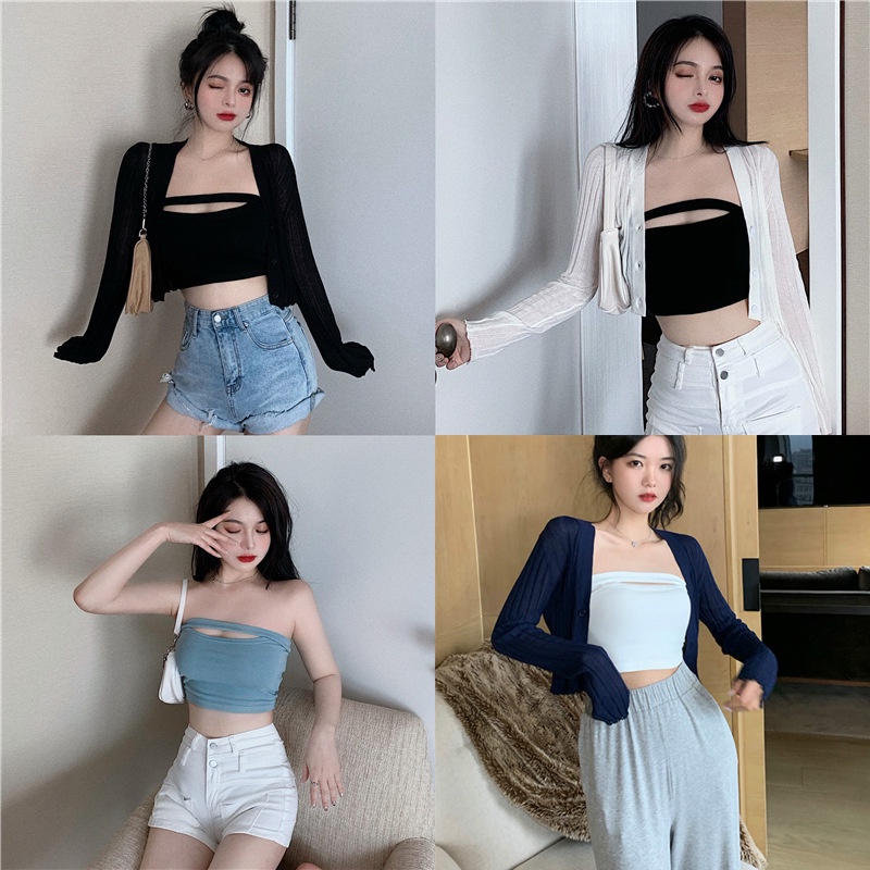 Áo ống nữ hở ngực phong cách sexy