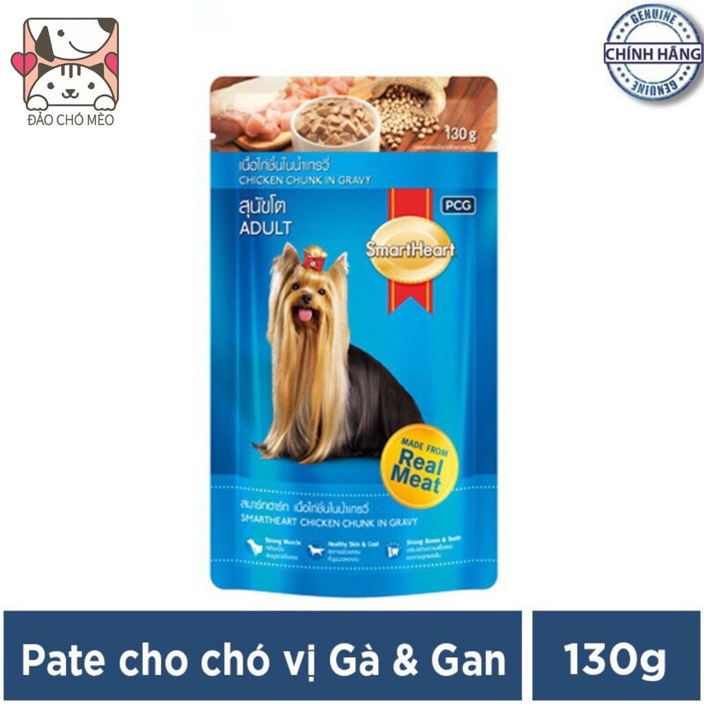 Thức ăn cho chó Smartheart dạng ướt xốt vị Gà Bò Gan 130g 4 vị - Đảo Chó Mèo