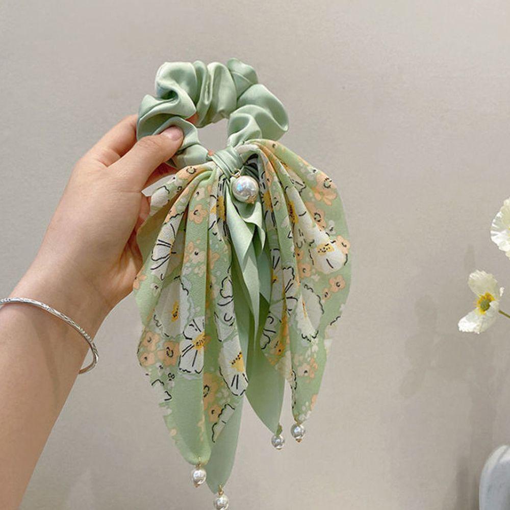 Dây Cột Tóc Ruy Băng Bản Lớn In Họa Tiết Hoa Dễ Thương Thời Trang Cho Nữ