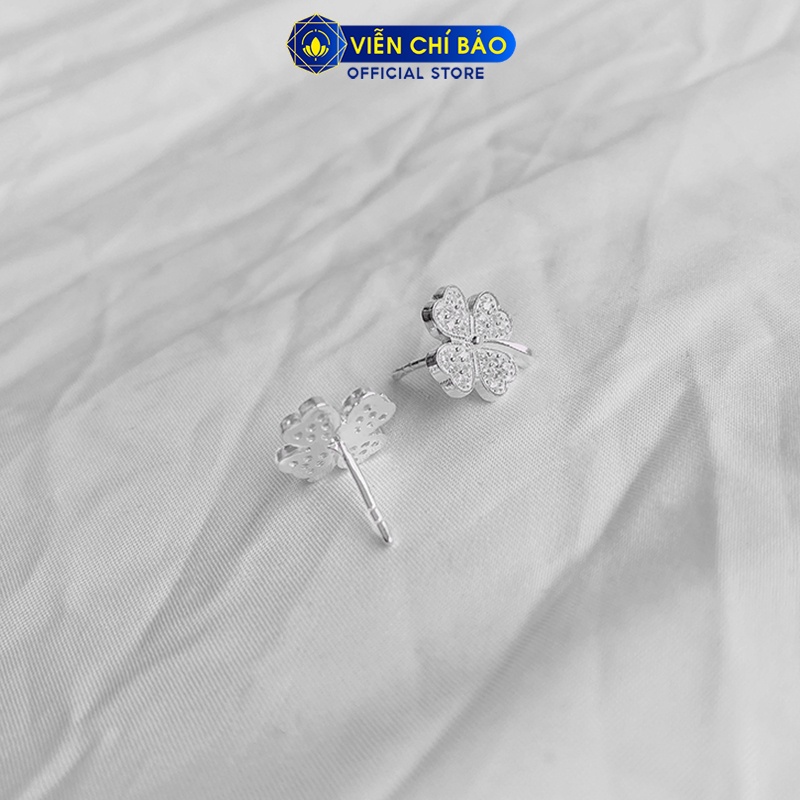 Bông tai bạc nữ cỏ bốn lá trắng chất liệu bạc 925 thời trang phụ kiện trang sức nữ thương hiệu Viễn Chí Bảo B400116