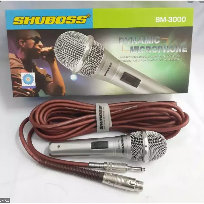 Micro có dây hát karaoke gia đình SHUBOSS SM3000 cao cấp hút âm tốt làm bằng kim loại sáng bóng chắc chắn, bảo hành 12th