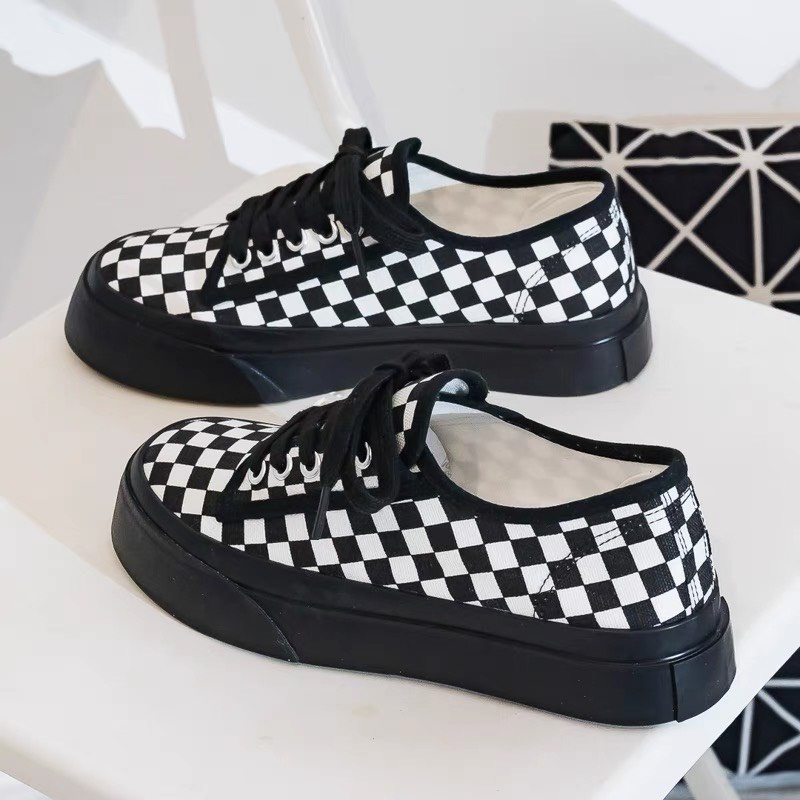 (THANH LÝ) Giày nữ thời trang kẻ ô vuông loại 1