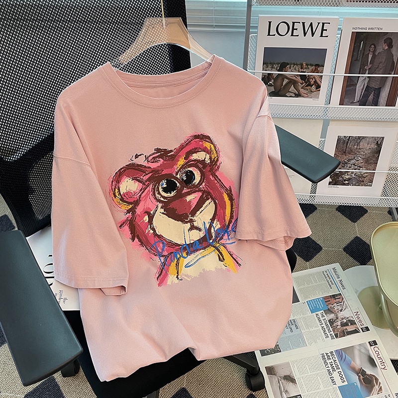 NRVP Áo thun tay ngắn cổ tròn 100% cotton thời trang phong cách Hàn Quốc cho nữ