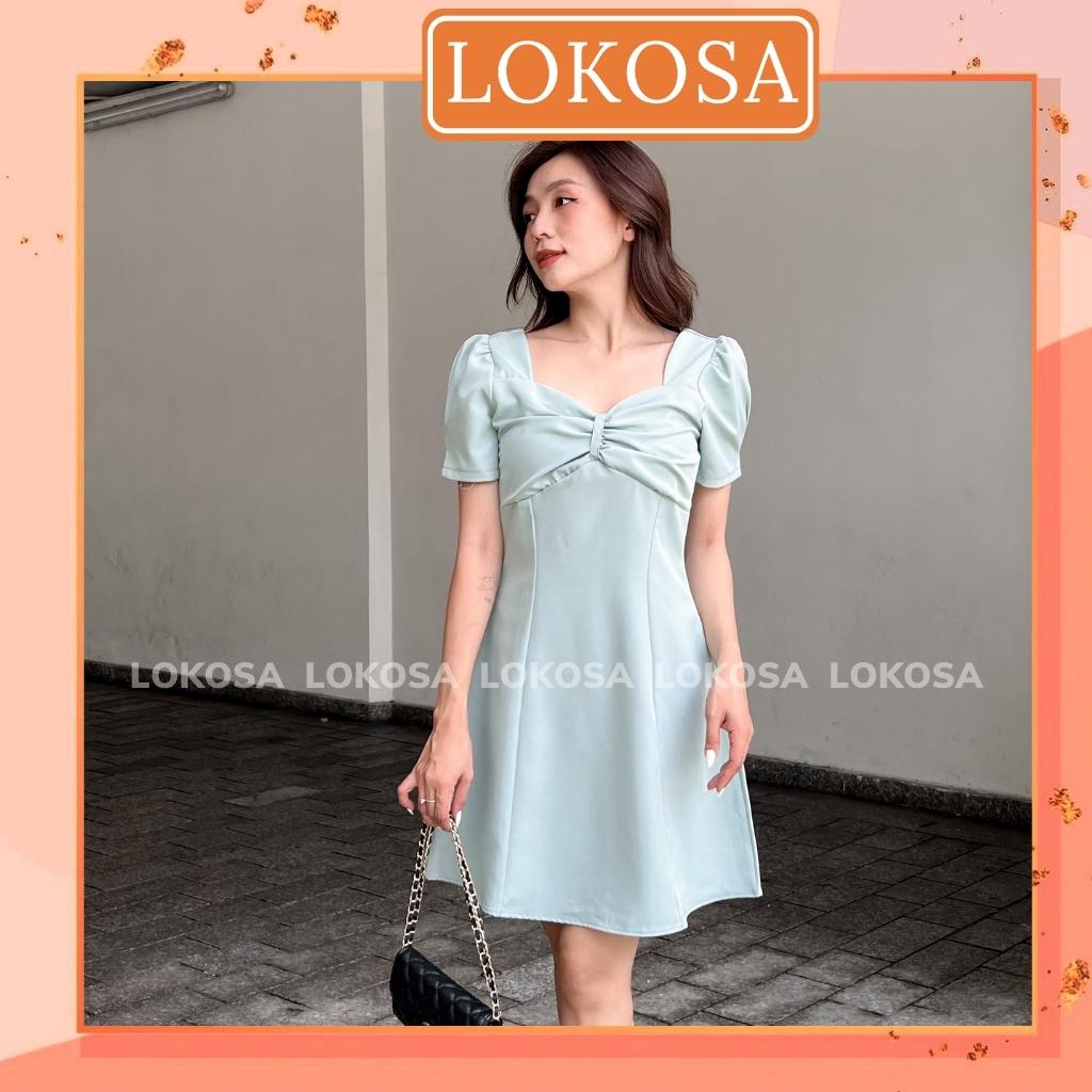 Đầm Công Sở LOKOSA Váy Đi chơi Dự Tiệc Dáng Xòe Chữ A Cúp Ngực Tay Phồng Thiết Kế Trẻ Trung Sang Trọng Cao Cấp VD073 | BigBuy360 - bigbuy360.vn