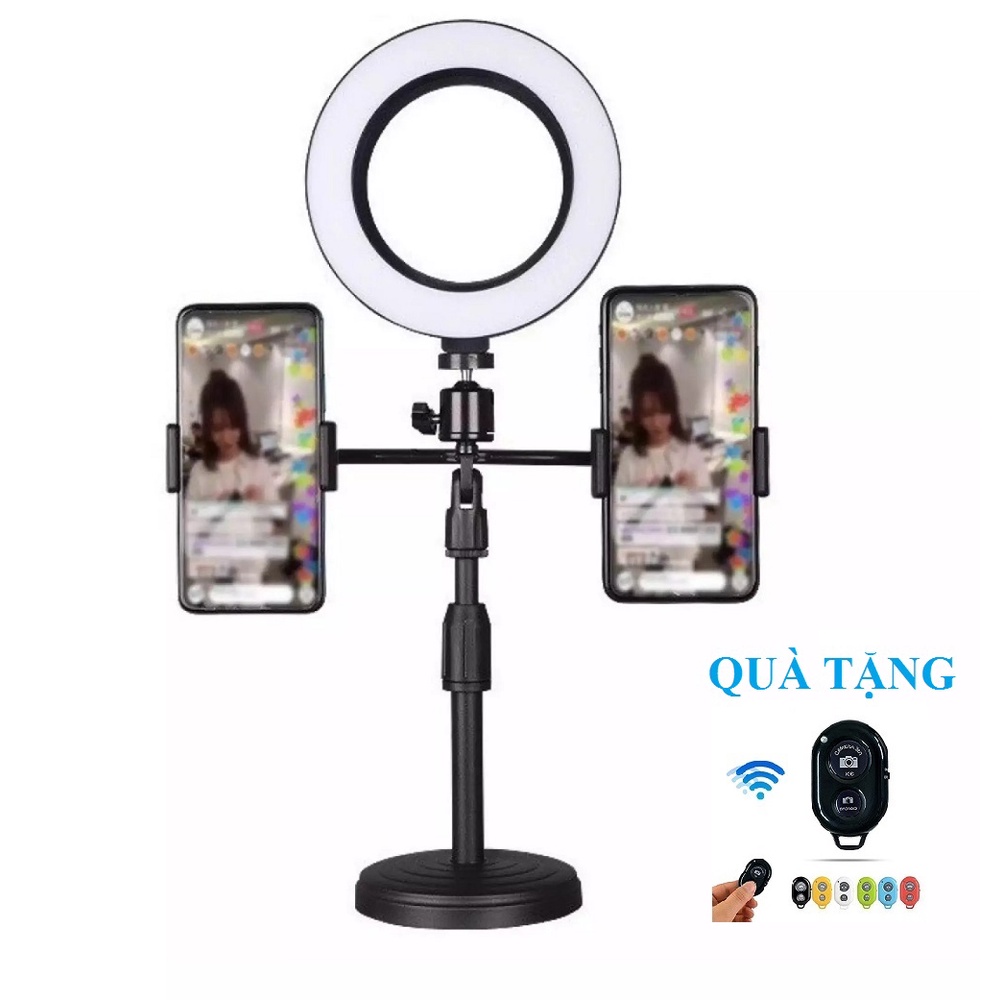 Giá Đỡ Điện Thoại kim Đèn Livetream 3 chế độ sáng,hổ trợ quay video,titok,chụp ảnh - Đèn livestream 3in1 để bàn