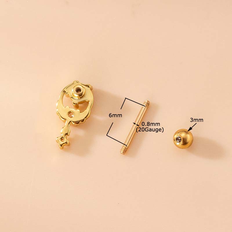 1 Khuyên Tai Helix Hai Đầu Bằng Thép Không Gỉ Đính Đá Zircon Nhiều Màu Sắc