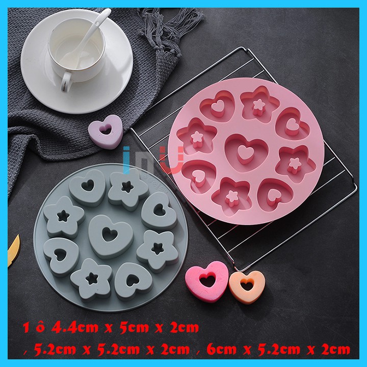 HCM - Khuôn silicon tim, sao cute đổ rau câu pudding, nướng bánh mini, làm socola