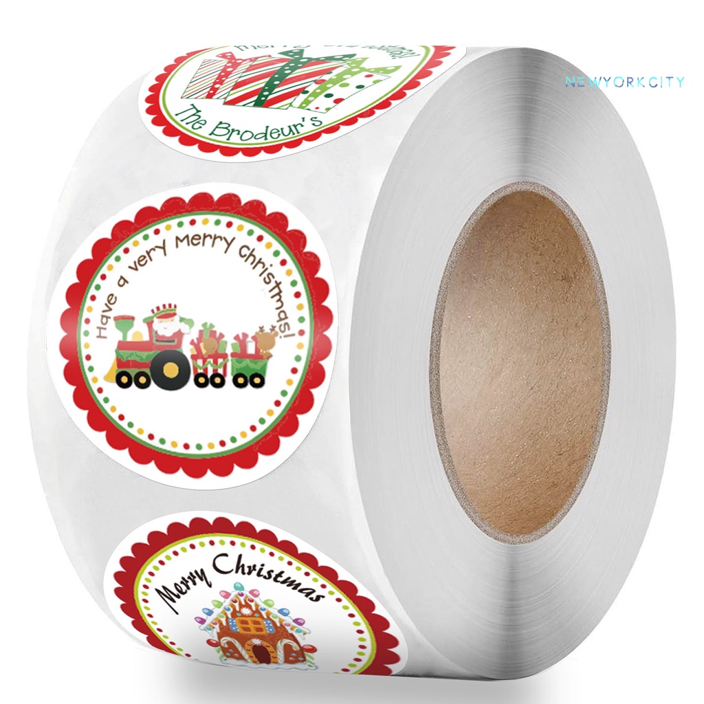 Cuộn 500 Nhãn Dán Tự Dính Trang Trí Phong Bì Giáng Sinh