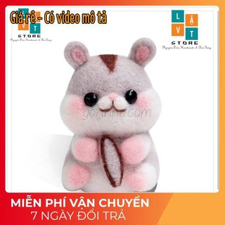 [FREESHIP TỪ] [Len Chọc ] KIT len chọc có hướng dẫn Hamster Hạt Dẻ - Quà Tặng, Trang trí cực đẹp - Needle Felt