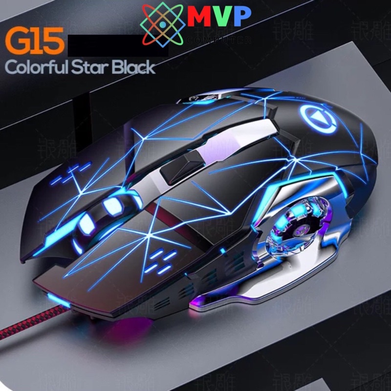 Bàn Phím Chuột Tai Nghe Máy Tính Laptop Gaming Có Dây YINDIAO V8G15Q7 Nút Tròn LED RGB Xuyên Chữ Phát Sáng Trong Đêm