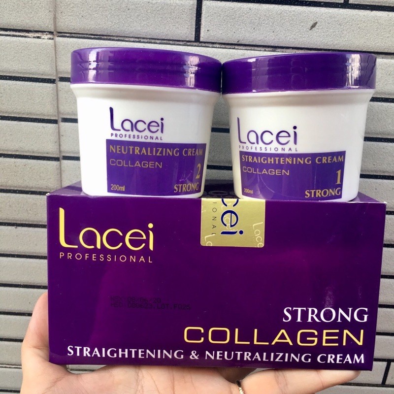 Thuốc duỗi tóc không kẹp nhiệt bóng mượt dùng cho cá nhân tại nhà Lacei Collagen 500mlx2