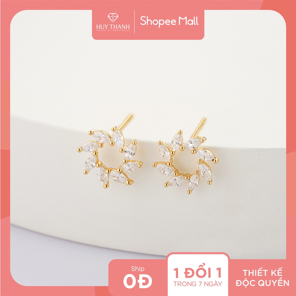 Bông Tai Nữ Vàng 14K BTAM97 Huy Thanh Jewelry