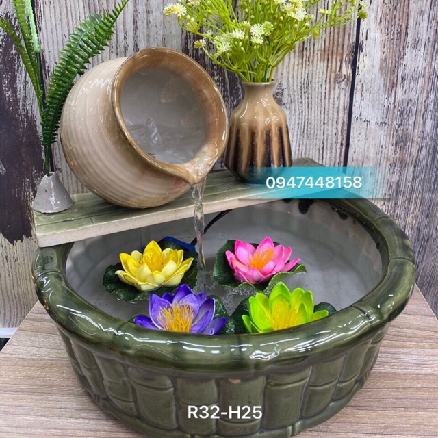 Thác nước, tiểu cảnh mini gốm Bát Tràng (ms1)