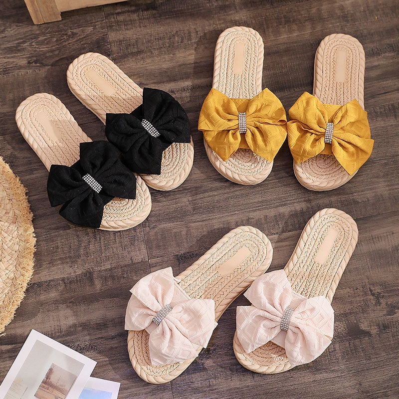 Dép Quai Ngang Đan Cói Đế Bằng 2022 Họa Tiết Bướm Thời Trang Mùa Xuân Cho Nữ