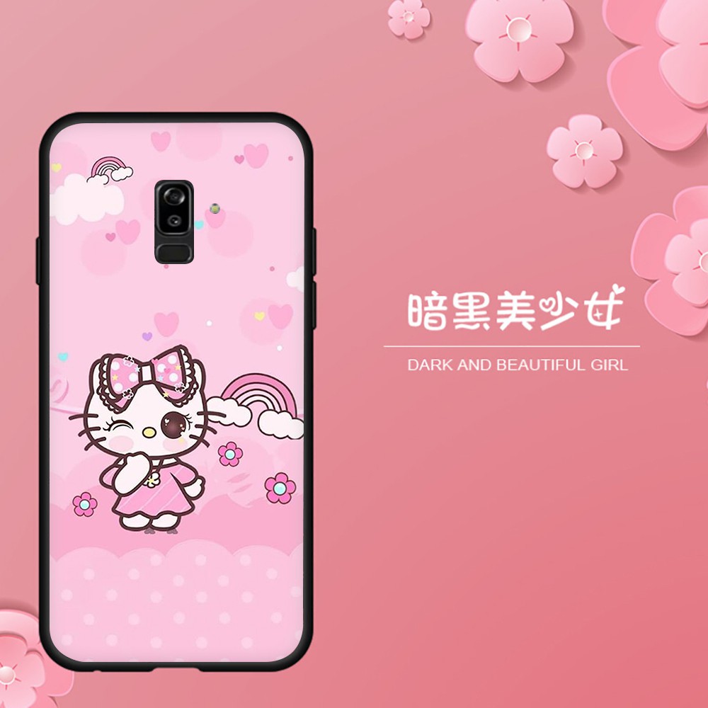 Ốp điện thoại TPU silicone màu đen in hình hello kitty chống rơi vỡ cho Samsung Galaxy J2 J5 J7 Prime J7 Core J7 Pro