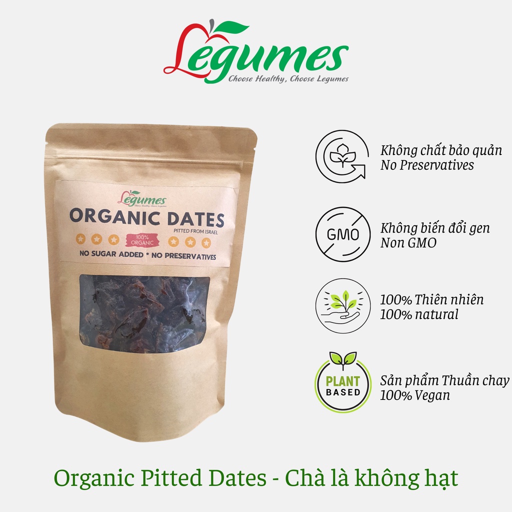 Chà là sấy dẻo không hạt 500g Dates pitted