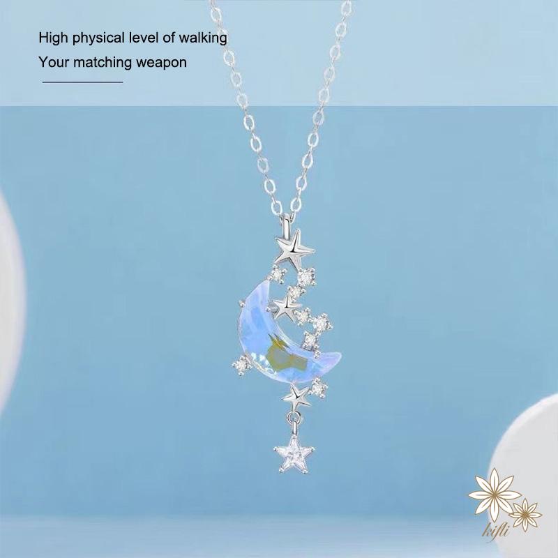 Vòng cổ Mặt Hình Ngôi Sao Và Mặt Trăng Đính Đá Thời Trang Cho Nữ