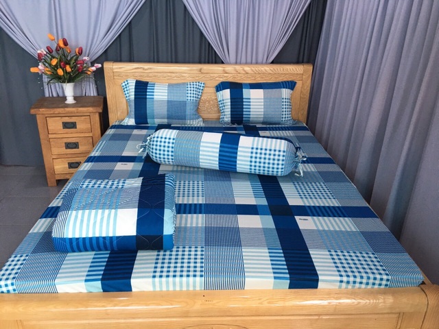 Bộ drap thun❤️FREESHIP❤️ga thun lạnh - drap thun Hàn Quốc mẫu sọc  ( 1 ga, 3 áo gối)