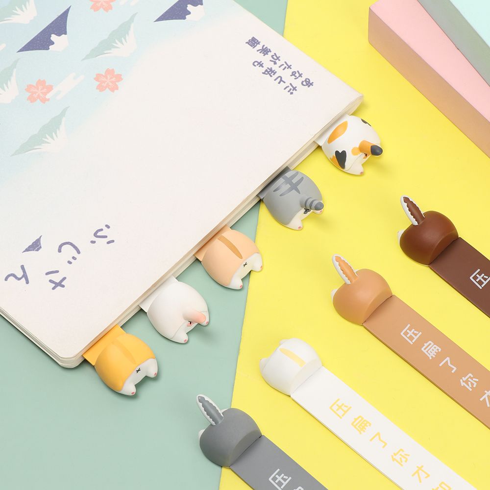 KUNHEV Thẻ đánh dấu trang sách hình động vật hoạt hình ngộ nghĩnh diy