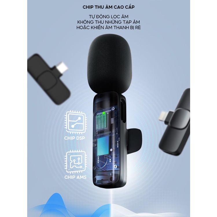 Mic Kẹp Áo Không Dây Bluetooth Dùng Được Cho Android Type C Và Iphone Kết Nối Livestream Quay Tiktok Youtube