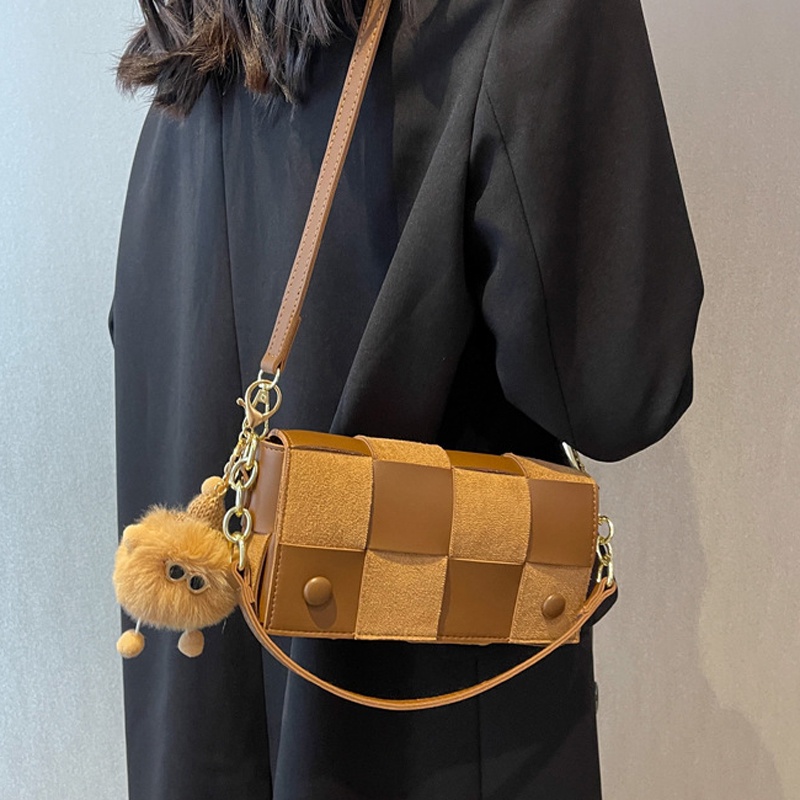 Túi đeo chéo IELGY kiểu chữ nhật nhỏ thiết kế đơn giản màu sắc tương phản cho nữ