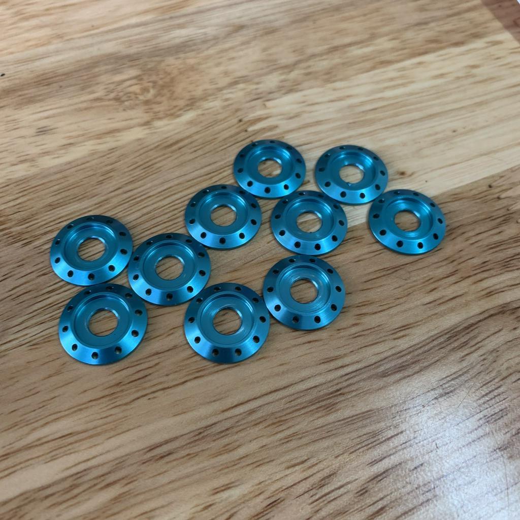 Bộ 10 long đền nhôm cnc lỗ 6LY 8LY ly bắt ốc vương miện,GR5 tinh xảo có nhiều màu lựa chọn SLN66