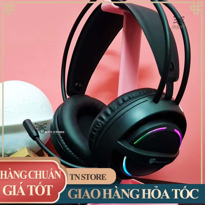 Tai nghe máy tính gaming chụp tai có mic giả rẻ màu đen LED tự đổi màu có dây TN Store TNXL