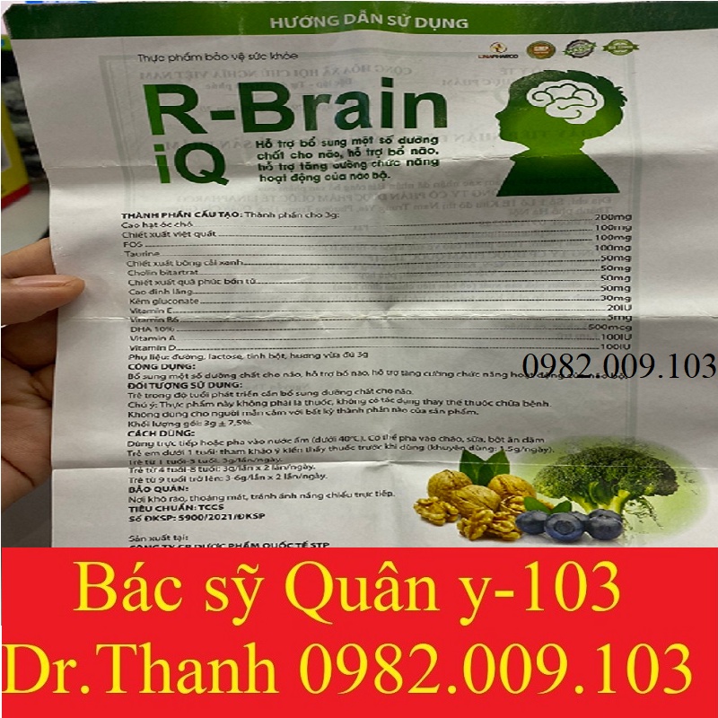 Cốm Sữa R-Brain IQ - Bổ Sung DHA, Các Vitamin Hỗ Trợ Phát Triển Não Bộ Cho Trẻ - Hộp 20 Gói