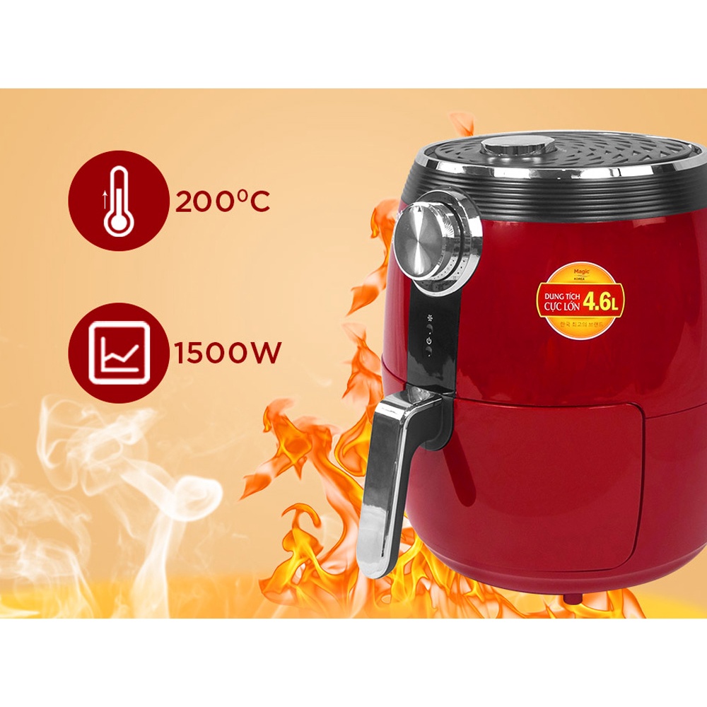 Nồi Chiên Không Dầu Magic Korea A-802 - 4.6 Lít - Đen và Đỏ